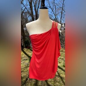 Cache One Shoulder Grecian Style Draping Embellished Top NEW WITH TAGS Size S